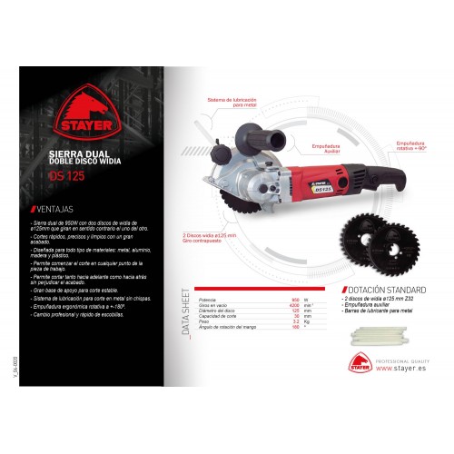 Sierra Dual (2 discos Widia) PROFESIONAL para corte de metal, DS 125