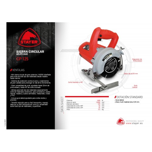 Mini Sierra circular PROFESIONAL de gran potencia Ø125mm CP 125