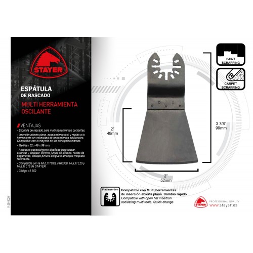 Espátula rascadora de pintura 52 x 49 x 99 mm para MULTITOOL PRO 300