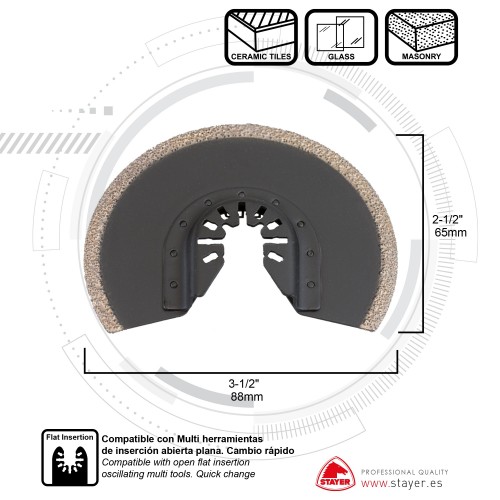 Sierra semicircular diamantada PROFESIONAL para alicatados ø88 mm para la MULTITOOL PRO 300