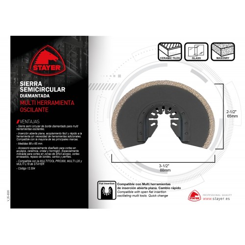 Sierra semicircular diamantada PROFESIONAL para alicatados ø88 mm para la MULTITOOL PRO 300