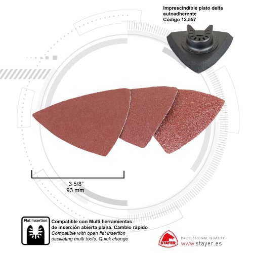Set de lijas PROFESIONAL para madera, 10 unds - Gr 40/60/80/120 para la MULTITOOL PRO 300