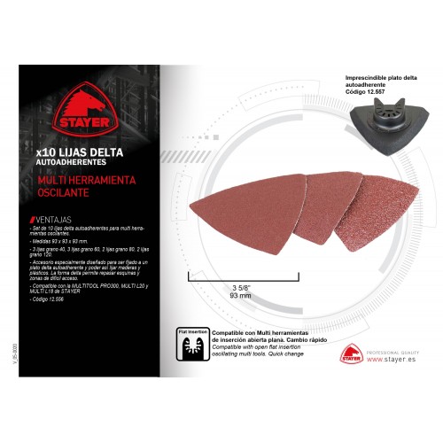 Set de lijas PROFESIONAL para madera, 10 unds - Gr 40/60/80/120 para la MULTITOOL PRO 300