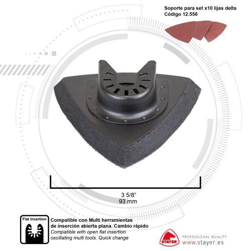 Plato delta autoadherente PROFESIONAL 93 x 93 x 93 mm para la MULTITOOL PRO 300