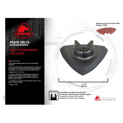 Plato delta autoadherente PROFESIONAL 93 x 93 x 93 mm para la MULTITOOL PRO 300