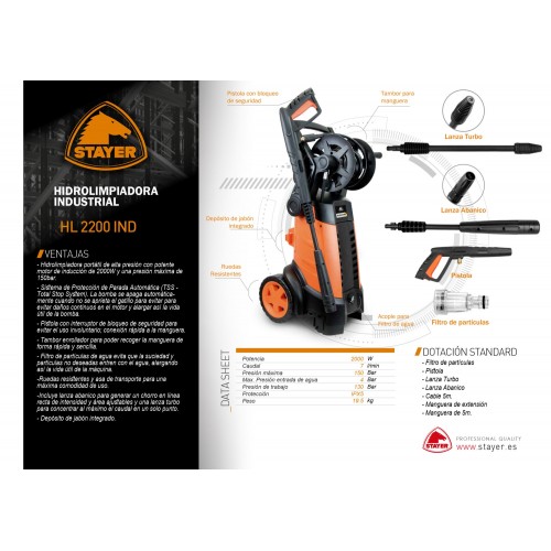 Hidrolimpiadora industrial 2000W, HL 2200 IND