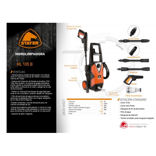 Hidrolimpiadora profesional 1400W, HL 105 B