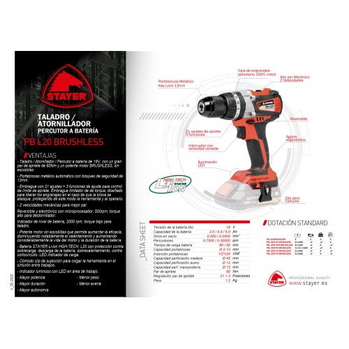 Taladro Atornillador Percutor, PBL 2032/3 PIKF BRUSHLESS