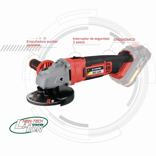 Amoladora angular PROFESIONAL Ø115mm a batería AG L2025 SET