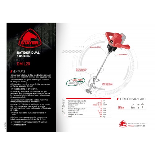 Batidor PROFESIONAL Dual a batería 18V, DM L2024 SET
