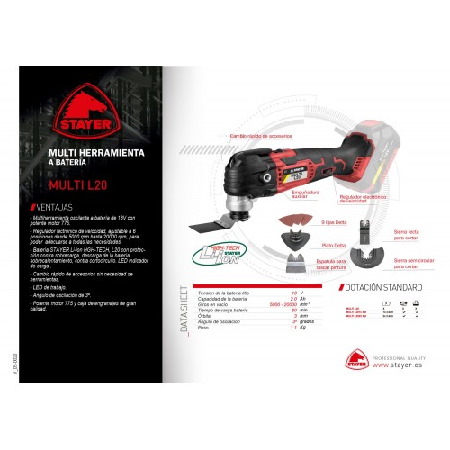 Multiheramienta PROFESIONAL a batería 18V, MULTI L2022 SET
