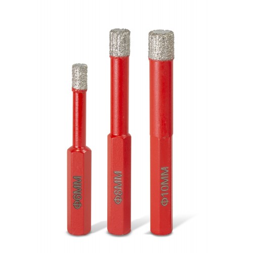Set 3 brocas (exagonales) diamantadas