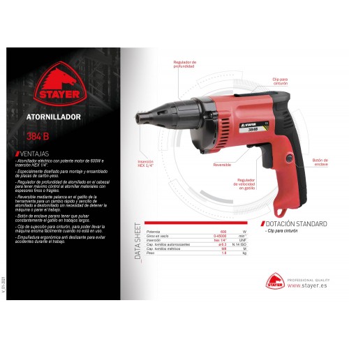 Atornillador tornillos autorroscantes Profesional 384 B