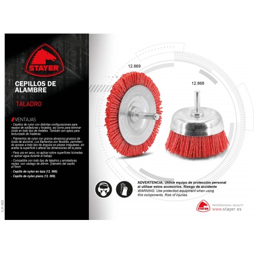 Cepillo Nylon taza, 75mm.