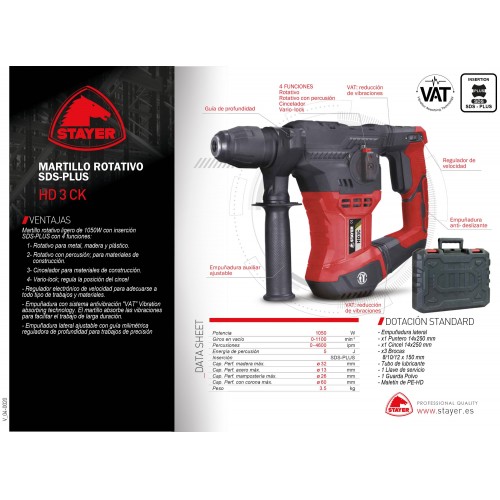 Martillo Rotativo SDS-PLUS, HD 3 CK