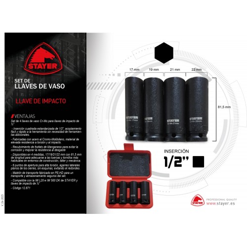 Set de llaves de vaso de ½” STAYER