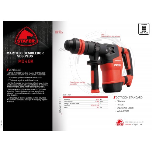 Martillo Demoldedor SDS-PLUS, MD 4 BK