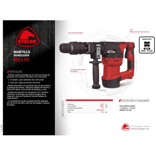 Martillo demoledor SDS-MAX PROFESIONAL MD 6 CK