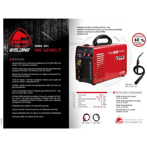 Equipo de soldadura inverter Industrial MIG/MAG MIG 160 MULTI