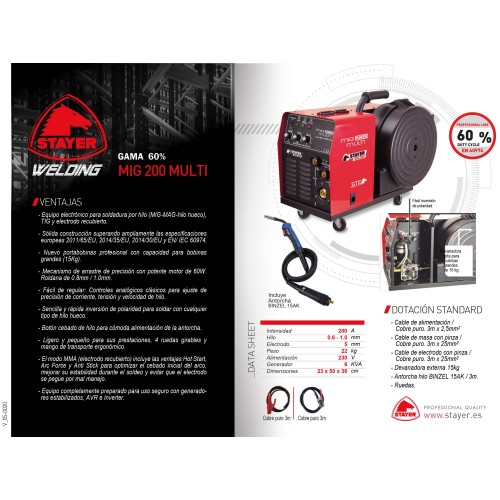 Equipo de soldadura inverter Industrial MIG/MAG MIG 200 MULTI