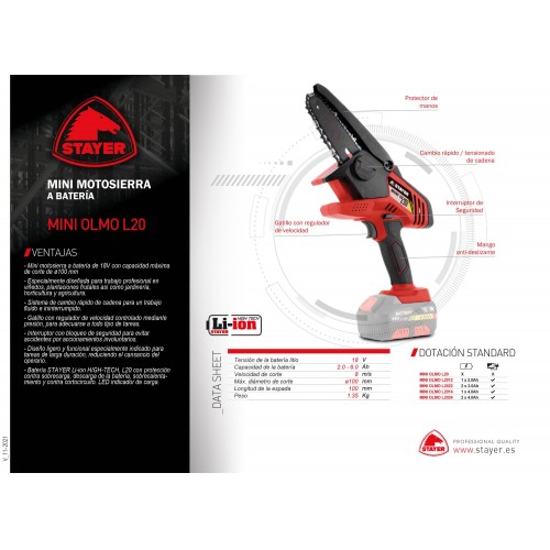 Mini Motosierra PROFESIONAL a Batería de 18V, MINI OLMO L2014