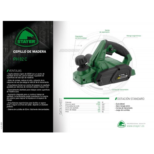 Cepillo eléctrico para madera, PH 82 C