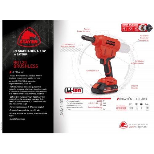 Remachadora 18V. RG L2024 BRUSHLESS