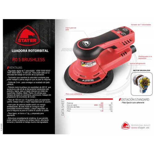 Lijadora rotorbital BRUSHLESS PROFESIONAL RO 2.5 BRUSHLESS