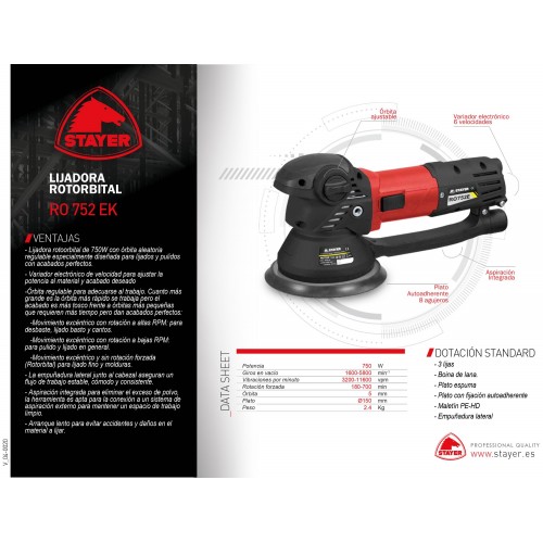 Lijadora rotorbital PROFESIONAL con 3 funciones, RO 752 EK