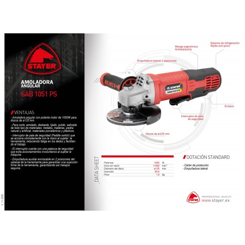 Amoladora angular PROFESIONAL, SAB 1051 PS