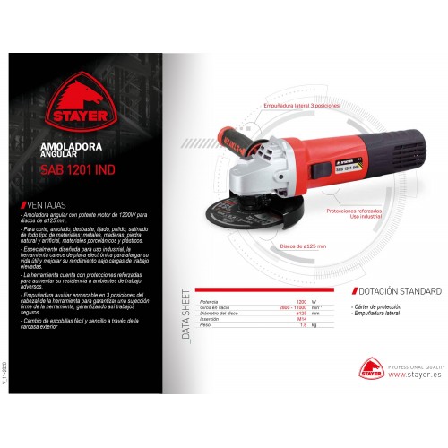 Amoladora angular PROFESIONAL, SAB 1201 IND