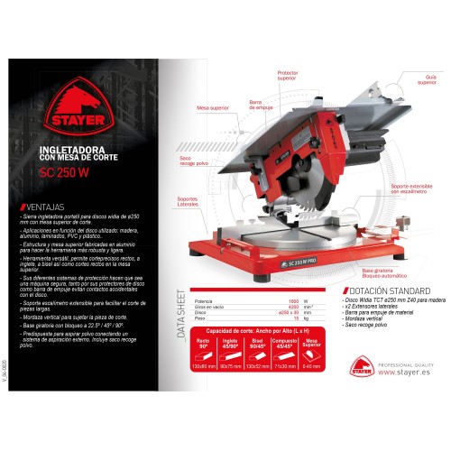Ingletadora PROFESIONAL de Ø254mm SC 250 PRO W