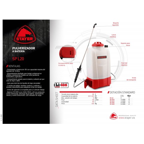 Pulverizador a batería 18V, SP L20