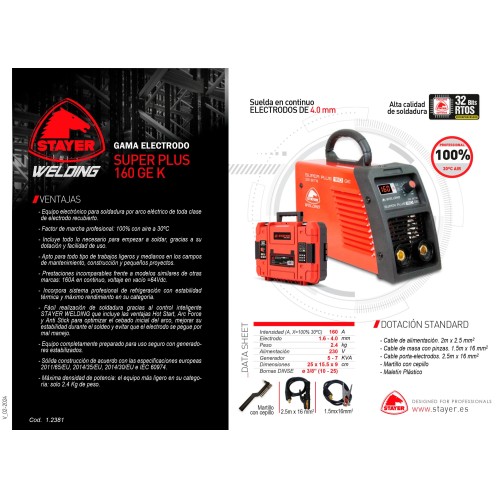 Equipo de soldadura inverter, SUPER PLUS 160 GEK