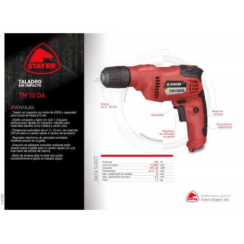 Taladro PROFESIONALcon portabrocas automático TM 10 DA