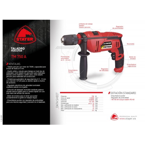 Taladro percutor, TM 750 AK