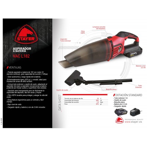 Aspirador a batería de 18V, VAC L18