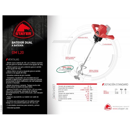 Batidor PROFESIONAL Dual a batería 18V, DM L20