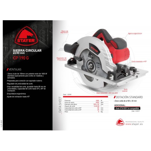 Sierra circular Ø190mm. CP 190 G