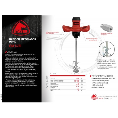 Batidor Mezclador DUAL, DM 1600