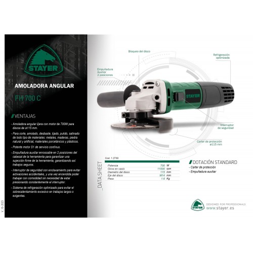 Amoladora angular ø115, FH 700 C