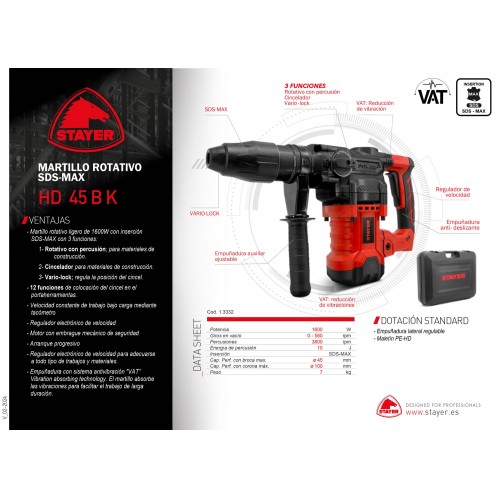 Martillo Rotativo SDS-MAX, HD 45 BK