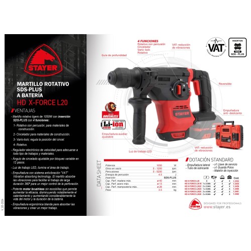 Martillo Rotativo SDS-PLUS, HD X-FORCE L20 IK