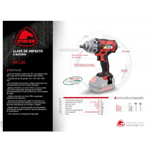 Llave de Impacto PROFESIONAL 1/2” a batería 18V IW L2024 SET