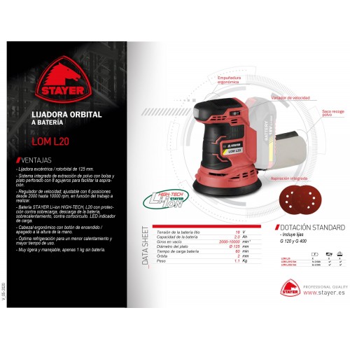 Lijadora Orbital 18V, LOM L2012