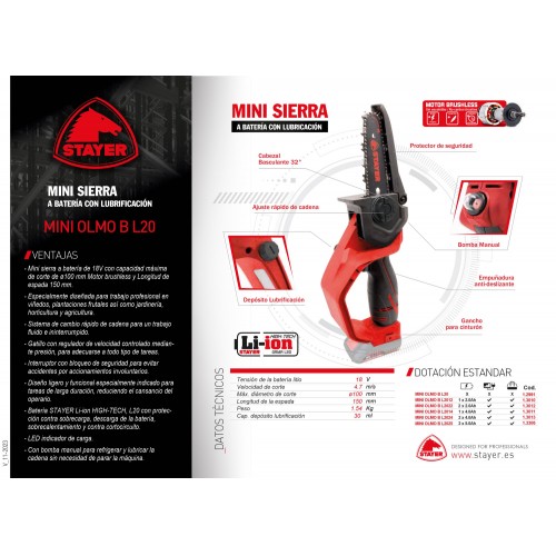 Mini Sierra a batería 18V, MINI OLMO B L20