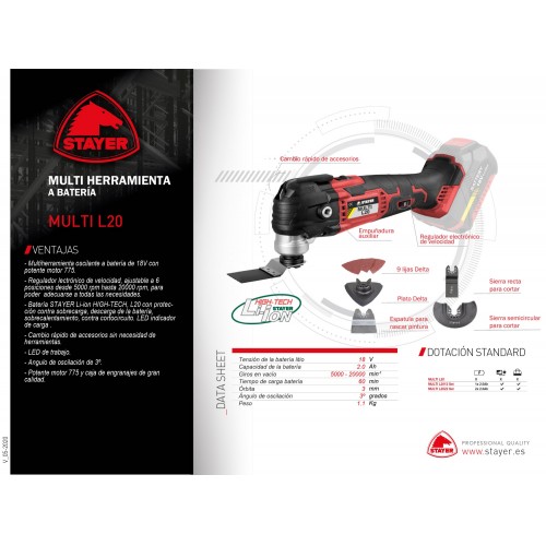 Multi Herramienta 18V, MULTI L20