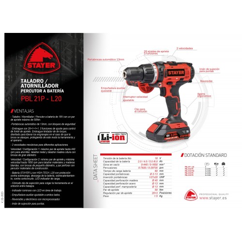 Taladro Atornillador Percutor, PBL 21 P - L20
