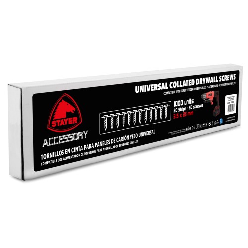 Caja 1000 tornillos 3.5x25mm. (20 tiras de 50 tornillos)