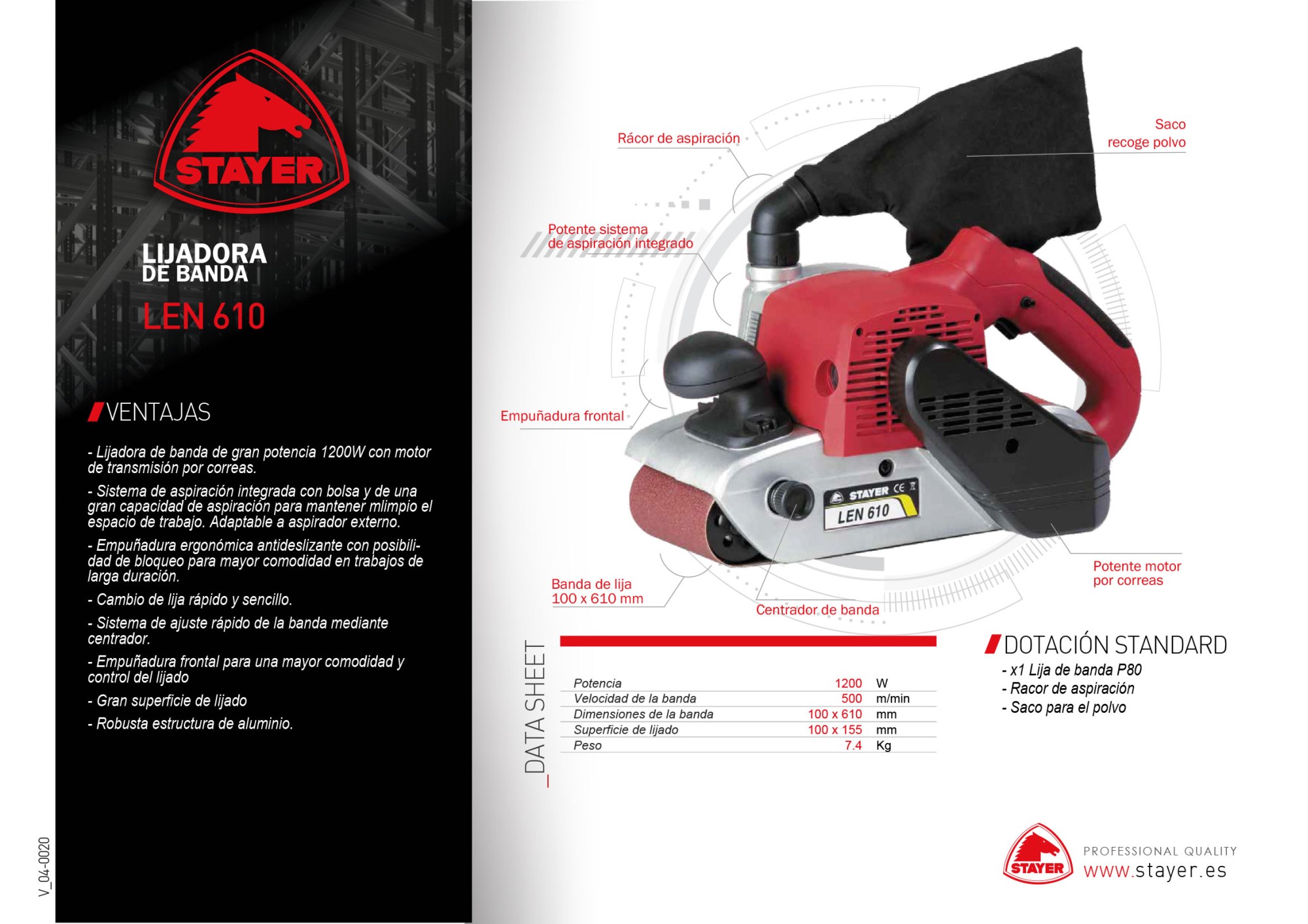 Lijadora de banda Profesional LEN 610